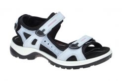 Sandały Ecco Offroad dla kobiet - jasnoniebieskie. Niebieskie sandały damskie ecco, bez wzorów, z gumy, bez obcasa, na płaskiej podeszwie, bez zapięcia. Za 509.90 zł.