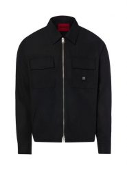 HUGO marynarka w stylu koszuli Mężczyźni Comfort Fit Sztuczne włókno czarny, XXL. Czarne marynarki męskie Hugo, z aplikacjami, z syntetyku. Za 799.95 zł.
