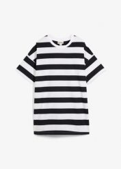 T-shirt oversize z czystej bawełny organicznej. Fioletowe bluzki damskie bonprix, bez wzorów, z bawełny, bez kołnierzyka, bez ramiączek. Za 64.99 zł.