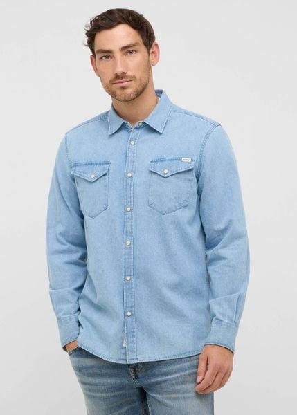 Męska Koszula Mustang Style Duver Denim Blue 1016950 5000 200. Niebieskie koszule męskie Mustang, m, bez wzorów, z denimu, bez kołnierzyka, bez ramiączek. Za 189.99 zł.