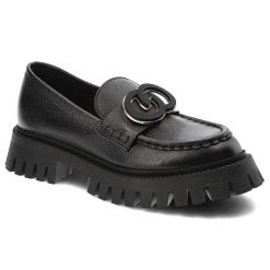 Czarne Mokasyny Chebello Modne Obuwie Damskie. Czarne mokasyny damskie CheBello, z aplikacjami, z jeansu, eleganckie, bez obcasa, bez zapięcia. Za 539.00 zł.