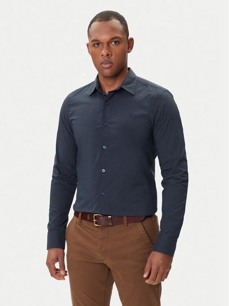 G-Star Raw Koszula Uniform D25176-D321 Granatowy Slim Fit. Niebieskie koszule męskie G-Star Raw, l, bez wzorów, z syntetyku, retro, bez kołnierzyka, bez ramiączek. Za 279.99 zł.