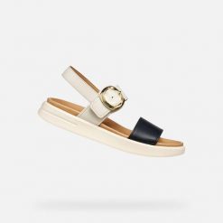 Sandały GEOX D XAND 2S Beżowy. Czarne sandały damskie Geox, bez wzorów, ze skóry, bez obcasa, bez zapięcia. Za 421.99 zł.
