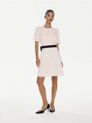 Sukienka z kokardą - pastelowy róż. Czerwone sukienki damskie Reserved, l, bez wzorów, z tkaniny, bez kołnierzyka, bez ramiączek. Za 199.99 zł.