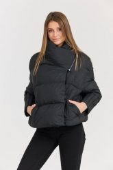 DIEGO M Czarna damska kurtka Giubbino Micropiuma - Collo Con Zip, Rozmiar S. Czarne kurtki damskie DIEGO M, m, bez wzorów, z nylonu, bez kaptura. W wyprzedaży za 1,605.99 zł.