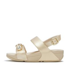 Damskie sandały na koturnie FitFlop Lulu Ultra-Jewel Metallic. Szare sandały damskie FIT FLOP, bez wzorów, z materiału, bez obcasa, na koturnie, bez zapięcia. Za 678.50 zł.