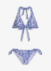 Bikini z ramiączkami łączonymi na szyi (komp. 2-cz.). Białe bikini damskie bonprix, bez wzorów. Za 79.99 zł.