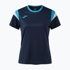 Koszulka tenisowa damska Joma Terra. Niebieskie t-shirty damskie Joma, xs, bez wzorów, ze skóry, klasyczne, bez kołnierzyka. Za 79.99 zł.