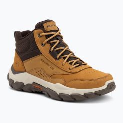 Buty turystyczne męskie SKECHERS Santoro Hopkins. Brązowe buty sportowe męskie Skechers, bez zapięcia, wspinaczkowe, Skechers Sport. Za 329.99 zł.