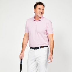 Koszulka polo do golfa z krótkim rękawem męska Inesis MW500. Czerwone buty sportowe męskie INESIS, m, bez wzorów, z bawełny, bez kołnierzyka, bez ramiączek, na golfa. W wyprzedaży za 44.99 zł.