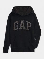 Gap Bluza 794528-00 Czarny Regular Fit. Czarne bluzy dla dziewczynek GAP, bez wzorów, z bawełny, bez ramiączek, bez kaptura. Za 99.99 zł.