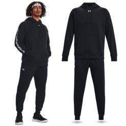 Dres sportowy męski UNDER ARMOUR Knit Track Suit bluza + spodnie. Czarne bluzy męskie Under Armour, m, bez wzorów, z dresówki, bez kaptura. Za 311.99 zł.