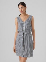 Vero Moda Sukienka letnia Bumpy 10286519 Granatowy Regular Fit. Niebieskie sukienki damskie Vero Moda, na lato, m, bez wzorów, z wiskozy, bez kołnierzyka, bez ramiączek. Za 89.99 zł.