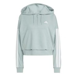 Bluza damska z zamkiem 1/4 z kapturem zapinana na zamek błyskawiczny adidas Esse. Zielone bluzy sportowe damskie Adidas, bez wzorów, z materiału, z kapturem, na fitness i siłownię. Za 323.50 zł.