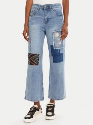 Desigual Jeansy Patches 25WWDD20 Niebieski Wide Leg. Niebieskie jeansy damskie Desigual. Za 379.99 zł.