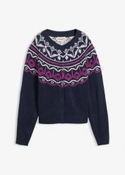 Kardigan oversize z norweskim wzorem. Białe kardigany damskie bonprix, bez wzorów. Za 99.99 zł.