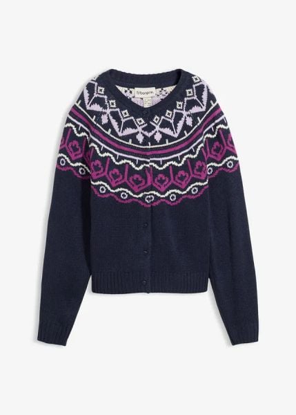 Kardigan oversize z norweskim wzorem. Białe kardigany damskie bonprix, bez wzorów. Za 97.99 zł.