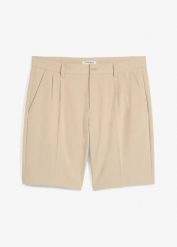 Bermudy chino z zakładkami poniżej talii, regular fit. Brązowe szorty męskie bonprix, m, bez wzorów, eleganckie. Za 44.99 zł.