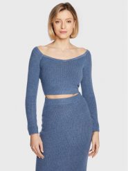 Guess Sweter W3RR09 Z2QA0 Niebieski Slim Fit. Niebieskie swetry damskie Guess, m, z aplikacjami, z syntetyku, bez kołnierzyka, bez ramiączek, bez kaptura. Za 169.99 zł.