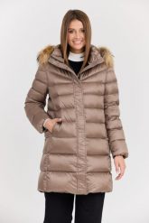 HETREGO Beżowa damska kurtka puchowa Leonie Quilted Woman Jacket With Detached Hood, Rozmiar 38 EU - 42 IT. Brązowe kurtki damskie HETREGO, bez wzorów, z poliamidu. W wyprzedaży za 1,649.99 zł.