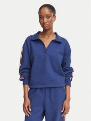 Tommy Hilfiger Bluza Rugby UW0UW06629 Niebieski Relaxed Fit. Niebieskie bluzy damskie Tommy Hilfiger, xs, bez wzorów, z bawełny, bez kaptura. Za 329.99 zł.