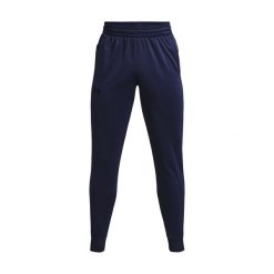 Spodnie męskie Under Armour Armour Fleece Joggers. Niebieskie spodnie sportowe męskie Under Armour, m, bez wzorów, z materiału, na fitness i siłownię. Za 284.45 zł.