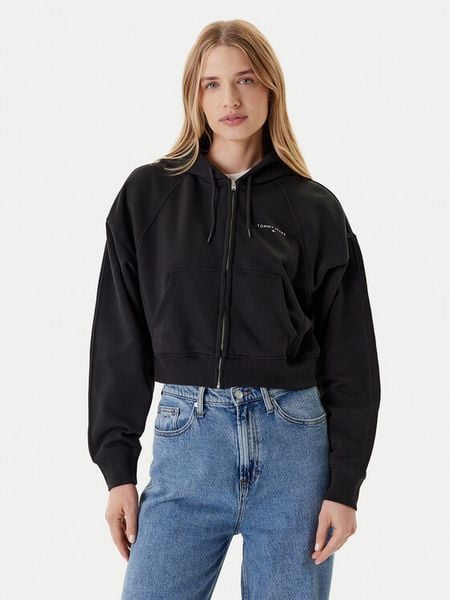 Tommy Jeans Bluza Linear DW0DW21163 Czarny Boxy Fit. Czarne bluzy damskie Tommy Jeans, l, bez wzorów, z bawełny, bez kaptura. Za 246.99 zł.