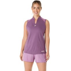 Damski tank top Asics. Fioletowe koszulki sportowe damskie Asics, bez wzorów, sportowe, bez kołnierzyka. Za 189.50 zł.