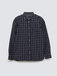 Koszula męska flanelowa w kratę granatowa Meridenisoni 403. Niebieskie koszule męskie Big Star, l, bez wzorów, klasyczne, bez kołnierzyka, bez ramiączek. Za 229.99 zł.