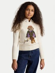 Polo Ralph Lauren Sweter 313B26004001 Kremowy Regular Fit. Białe swetry dla dziewczynek Polo Ralph Lauren, bez wzorów, z bawełny, bez kołnierzyka, bez ramiączek, bez kaptura. Za 1,018.99 zł.