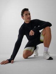 4F Longsleeve do biegania szybkoschnący męski - czarny XL. Czarne koszulki sportowe męskie 4f, l, bez wzorów, klasyczne, bez kołnierzyka. Za 149.99 zł.