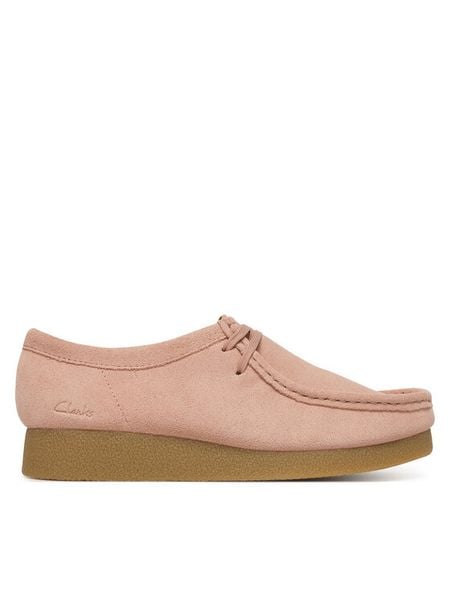 Clarks Półbuty WallabeeEVOSh 26186342 Różowy. Czerwone półbuty damskie Clarks, bez wzorów, ze skóry, bez obcasa, na płaskiej podeszwie, bez zapięcia. Za 308.99 zł.