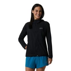 Kurtka przeciwdeszczowa damska z kapturem Mountain Hardwear Kor Airshell. Czarne kurtki damskie Mountain Hardwear, l, bez wzorów, z polaru, z kapturem. Za 672.90 zł.