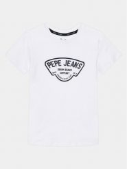 Pepe Jeans T-Shirt Regen PB503848 Biały Regular Fit. Białe t-shirty dla chłopców Pepe Jeans, bez wzorów, z bawełny, bez ramiączek. Za 119.99 zł.
