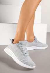 Szare Buty Sportowe Sneakersy z Tłoczonym Wzorem Amosira. Szare obuwie sportowe damskie Renee, bez wzorów, z jeansu, trekkingowe. Za 74.99 zł.
