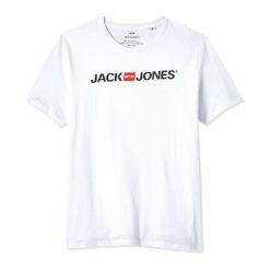 Koszulka z krótkim rękawem Męska Jack & Jones 12137126 Biały. Białe buty sportowe męskie Jack&Jones, m, bez wzorów, bez kołnierzyka, bez ramiączek, na fitness i siłownię. Za 81.70 zł.