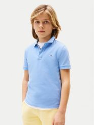Tommy Hilfiger Polo Flag KB0KB09103 Błękitny Regular Fit. Niebieskie t-shirty dla chłopców Tommy Hilfiger, bez wzorów, z bawełny, bez ramiączek. Za 129.99 zł.