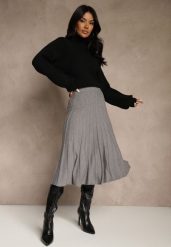 Szara Dzianinowa Spódnica Plisowana o Rozkloszowanym Kroju Tuswia. Szare spódnice damskie Renee, l, z aplikacjami, z dzianiny, klasyczne, z podwyższonym stanem, midi, proste. Za 69.99 zł.