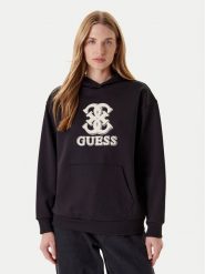 Guess Bluza V5YQ01 KCX22 Czarny Regular Fit. Czarne bluzy damskie Guess, xl, z aplikacjami, z syntetyku, bez kaptura. Za 279.99 zł.