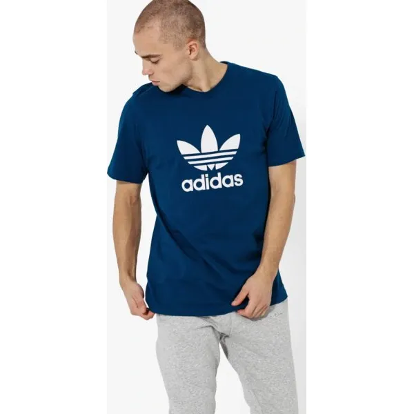 Adidas Koszulka Ss Trefoil Koszulka Adicolor , niebieski, rozmiar S. Niebieskie koszulki sportowe męskie Adidas, m, bez wzorów, z bawełny, bez kołnierzyka, bez ramiączek. W wyprzedaży za 99.99 zł.