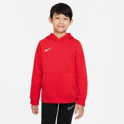 Bluza sportowa chłopięca Nike JR Park 20 Fleece. Czerwone bluzy dla chłopców Nike, bez wzorów, bez ramiączek, z kapturem. Za 199.99 zł.