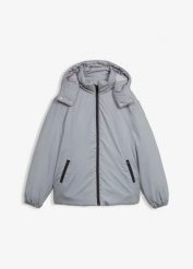 Odblaskowa kurtka funkcyjna. Szare kurtki damskie bonprix, bez wzorów, bez kaptura. Za 299.99 zł.