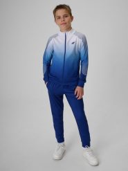 4F Spodnie sportowe chłopięce - granatowe 158/164 (12-14 lat). Brązowe spodnie sportowe dla chłopców 4f, bez wzorów, z dresówki, młodzieżowe, długie, do biegania. Za 129.99 zł.