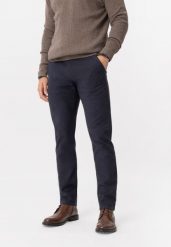 Bawełniane chino R-RICK. Niebieskie spodnie materiałowe męskie Volcano, m, bez wzorów, z bawełny, eleganckie. Za 179.99 zł.