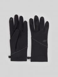 4F Rękawiczki dzianinowe Touch Screen uniseks - czarne M. Czarne rękawiczki damskie 4f, na zimę, bez wzorów, z dzianiny. Za 59.99 zł.