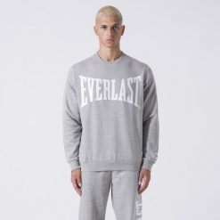 Oryginalny Sweter Z Okraglym Gorsetem Grey Melange Bawelna, Poliester. Szare swetry przez głowę męskie Everlast, m, bez wzorów, z bawełny, bez kołnierzyka. Za 149.99 zł.