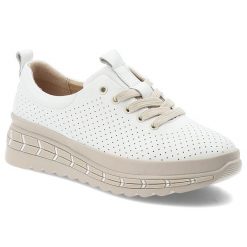 Półbuty damskie Filippo, ze skóry naturalnej perforowana cholewka sznurowane gruba podeszwa casual komfortowe, białe, DP7803/26. Białe półbuty damskie Filippo, bez wzorów, ze skóry, casualowe, bez obcasa, na płaskiej podeszwie, bez zapięcia. Za 199.00 zł.