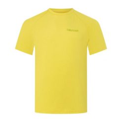 Koszulka trekkingowa męska Marmot Windridge Graphic. Żółte koszulki sportowe męskie Marmot, m, bez wzorów, bez kołnierzyka, bez ramiączek, trekkingowe. Za 129.99 zł.