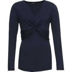 Shirt z długim rękawem i przewiązaniem bonprix ciemnoniebieski. Bluzki damskie bonprix. Za 37.99 zł.