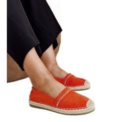 Pomarańczowe espadryle z cyrkoniami Abia. Brązowe espadryle damskie na lato, bez wzorów, z gumy, z okrągłym noskiem, bez obcasa, bez zapięcia. Za 74.48 zł.